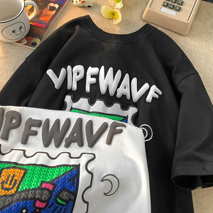 Vente en gros Fabricant T-shirt épais 100% coton imprimé graphique personnalisé surdimensionné coupe ample T-shirt à impression bouffante 3D pour hommes - Product Image 5