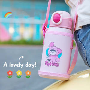 Botella de Agua Infantil de Acero Inoxidable de 500 ml, Diseño de Dibujos Animados para Estudiantes, Regreso a Clases, Uso con Agua Fría - Product Image 6