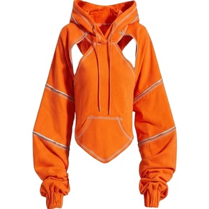 Sweat à capuche unisexe décontracté et tendance avec fermeture éclair, coupe courte sexy, doublure en molleton de coton, anti-plis, manches longues, streetwear d'hiver - Product Image 1