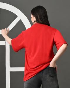 T-shirt à carreaux imprimé graphique personnalisé de haute qualité pour femmes coupe régulière col rond épaule tombante bouton diamant écologique - Product Image 4