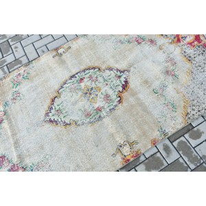 Vintage Area Rug 3.9x8.2 ft, Turkish <b>Red</b> Plants & trees <b>Wool</b> Rug - Product Image 5