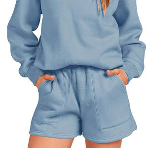 Conjunto de Sudadera con Capucha y Pantalones Cortos para Mujer, Transpirable, Último Estilo, Color Personalizado, Venta al Por Mayor - Product Image 5