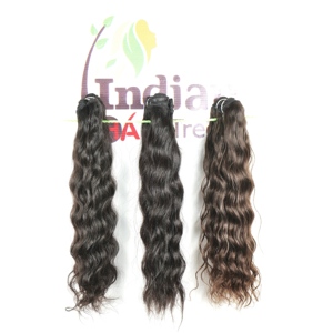 100% indio ondulado ninguno procesamiento químico paquetes de Color negro cutícula virgen cruda alineada extensiones de cabello humano de calidad Natural - Product Image 2