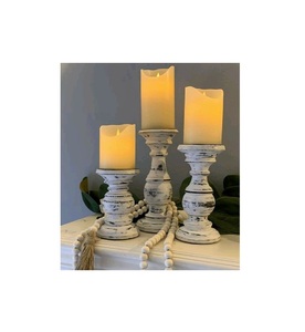 Porte-bougie en bois artistique pour les idées de cadeaux de Noël et de mariage Décoration artisanale pour la maison avec un élégant ensemble de lampes de table - Product Image 1