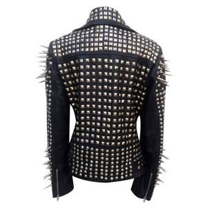 Elegante chaqueta de cuero con tachuelas Punk Rock para hombre con pinchos Heavy Metal Slim Fit Biker estilo cierre de cremallera prendas de vestir exteriores informales - Product Image 2