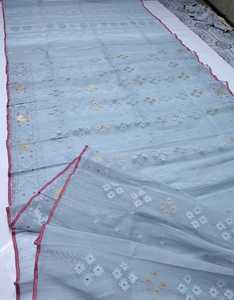 Exclusivo precioso Deshi Dhakai Jamdani Sharee precio barato para las mujeres JAMDANI tela azul verde dorado cielo azul de Bangladesh - Product Image 5