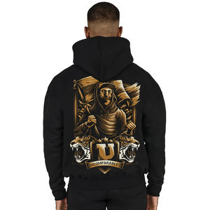 Sweat à capuche oversize en molleton 100 % coton écoresponsable sans cordon, imprimé 3D, effet vieilli, pour homme - Product Image 2