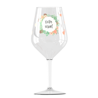 Verre à vin personnalisé Wobz en Tritan, 47 cl, design européen, impression numérique personnalisée, transparent, compatible lave-vaisselle, pour l'extérieur