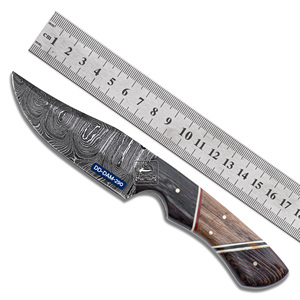 Cuchillo de caza hecho a mano personalizable, hoja de acero damasco, mango de madera de caoba/wengué, Funda de cuero para grabado con láser, para - Product Image 2