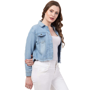 Veste en jean d'hiver personnalisée pour femme, col rabattu standard, délavée, écologique, respirante, réversible, style urbain, coupe basse - Product Image 3