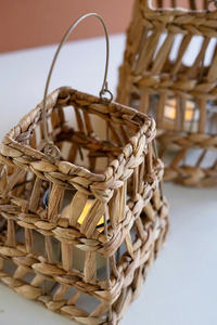 Support tissé à la main rustique pour ferme Patio mariage décor à la maison naturel eau jacinthe bougie lanterne - Product Image 6