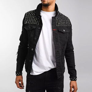 Wholesale Custom Made <b>Long</b> Stretch <b>Canvas</b> Thin Breathable Jacket Men's Winter Plain Rhinestone Custom Logo - Product Image 1