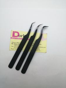 Puntas de plasma negras mate Pinzas de extensión de pestañas duraderas Acero inoxidable Punta de fibra de 45 90 grados - Product Image 4