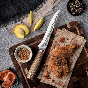 Vente en gros personnalisé haute qualité OEM ODM Service couteau professionnel lame de couteau de cuisine en acier inoxydable avec manche en bois Pakka - Product Image 1