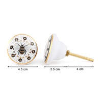 Bouton en céramique d'abeille fait à la main avec motif floral | Tiroir décoratif pour cuisine, armoire, commode et décoration de meubles