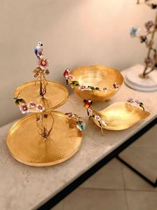 Bandeja de servir de granada chapada en oro con varios recipientes para aperitivos y exhibición decorativa, uso en mesa para fiestas de Diwali - Product Image 4