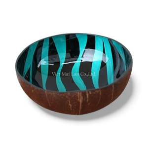 Bol en noix de coco fait main de style bohème, incrustation de nacre naturelle, écologique, décoratif, fabriqué au Vietnam - Product Image 1