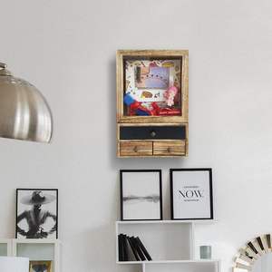 Shadow <b>Box</b> Frame, 3 <b>Removable</b> Drawer Wood Shadow <b>Box</b> Display Case Line Back and Drawer, for Display Pictures - Product Image 3