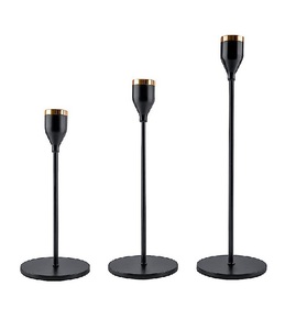 Unique Design <b>Black</b> Color <b>Candle</b> Stand With Premium Design Golden Strip <b>Candle</b> Stand for Multi Events Decoration - Product Image 1