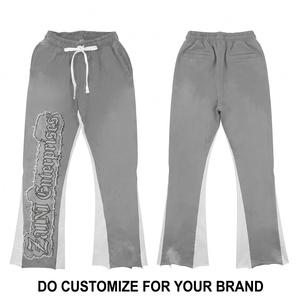 Pantalon évasé pour homme en molleton de coton premium 320 GSM, coupe droite, couleur mauve, jambe large, style streetwear décontracté, respirant, léger et à séchage rapide - Product Image 1