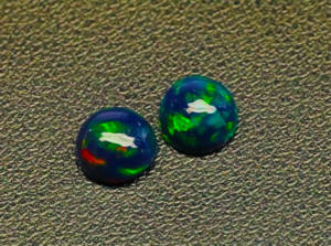 Hermoso cabujón de ópalo negro etíope-Gemas de ópalo de forma redonda de Welo-Piedras tratadas ahumadas forman Etiopía de 3mm a 12mm - Product Image 2