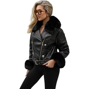 Veste en cuir d'agneau véritable pour femme avec doublure en fourrure de chèvre naturelle, vêtement d'hiver de haute qualité - Product Image 3