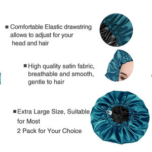 Bonnet de nuit en soie pour femmes, couleur personnalisée, grande taille, bonnet rond, logo personnalisé, bonnets pour cheveux en satin de polyester - Product Image 5