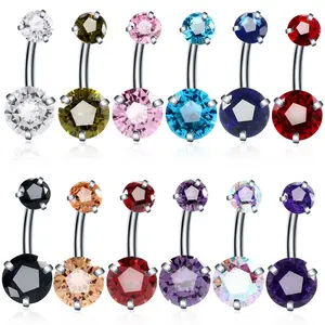 2024 new arrivals wholesale fashion surgical steel belly ring with CZ piercing jewelry