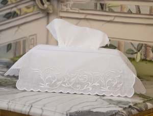 Housse de boîte à mouchoirs en tissu blanc brodée sur mesure, boîte à mouchoirs rectangulaire, bord festonné, coton blanc, décoration pour la maison et l'hôtel - Product Image 3