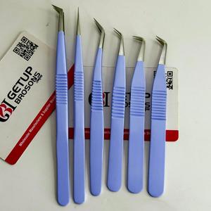 Pince à cils GETUP BROSONS IMPEX en acier inoxydable avec manche rainuré antidérapant, droite, courbée, isolation à 90 degrés, pointe volume - Product Image 5