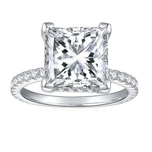 SARVA JEWELS Luxury Custom 14K <b>18K</b> White <b>Gold</b> Emerald Cut Wedding Engagement <b>Ring</b> IGI Lab Grown Created Moissanite for Women <b>Men</b> - Product Image 1
