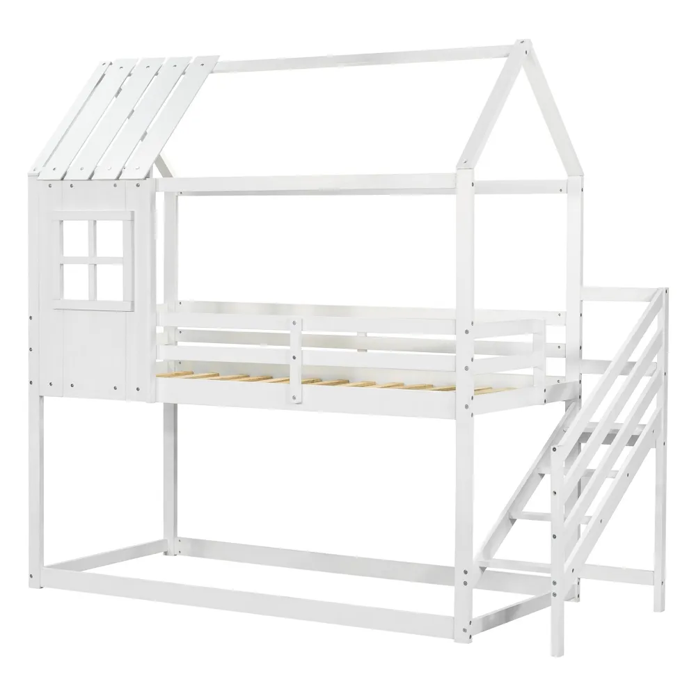 Lit superposé Offre Spéciale blanc chambre d'enfants dormir lit superposé cadre de maison en bois massif lits pour enfants superposés meilleur prix