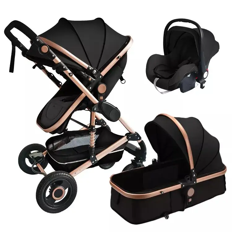 Wholesale Foldable Baby Stroller 2022 Newest Popular 360 Degree 3-1 With Baby Carry Basket Baby Pram in bulk