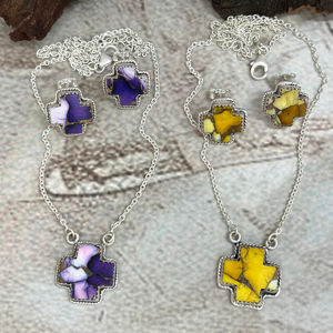 Custom Natural Purple Dahilia Gemstone Charms S925 Silver Post Earring for Fashion <b>Women</b> Wedding Earring <b>Necklace</b> Jewelry Set - Product Image 3