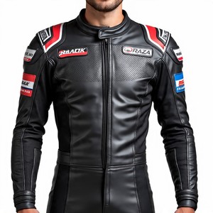 ชุดแข่งมอเตอร์ไซด์พร้อมโคกดีไซน์แอโรไดนามิกส์การป้องกันคอหนังแท้ sportbikers สเปคที่กำหนดเองได้รับการรับรองความปลอดภัย - Product Image 2