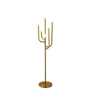 Lampadaire en tissu blanc en forme de champignon pour la décoration intérieure de salon de luxe moderne, élégant, support doré LED pour la maison et le bureau - Product Image 1