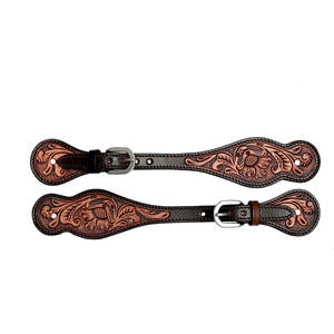 Correas de Espuela de Cuero de Dos Tonos de Primera Calidad, Ajustables, de una Sola Capa, Estilo Occidental, para Hombres y Mujeres, Accesorios Ecuestres - Product Image 2