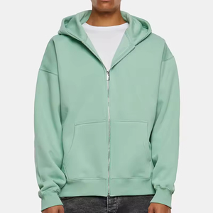 เสื้อฮู้ดซิปสไตล์สตรีทแวร์ |   เสื้อฮู้ดดี้คุณภาพสูง หนานุ่ม ไซส์ใหญ่ สำหรับฤดูใบไม้ร่วง |   ปักโลโก้แบบกำหนดเอง ผ้าฟลีซคอตตอน 100% สไตล์วินเทจ - Product Image 1