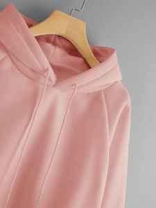 Sweats à capuche 100% coton pour femmes 280 GSM Polyester-Sweat à capuche d'hiver brodé et imprimé en molleton de coton avec logo avant - Product Image 3