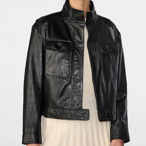 2025 tendance personnalisé femmes dernière conception chaud en cuir véritable veste à manches longues femmes en cuir veste - Product Image 4