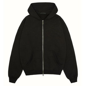 Sudadera con capucha con cremallera completa lavada con ácido para hombre personalizada hecha en fábrica, Sudadera con capucha de algodón transpirable con cremallera para hombre - Product Image 5