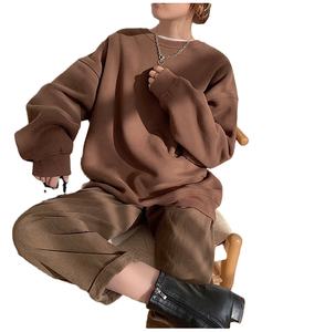 Custom logo Long Sleeve Oversized Crewneck <b>Sweatshirt</b> Women Wholesale Pullover Drop Shoulder <b>Sweatshirt</b> Women - Product Image 2