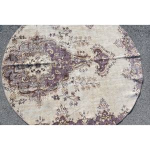 Tapis Turc Vintage Beige Violet 5.6 X 5.6ft Grande Surface Laine Latex Nouveau Tabriz Rectangle Patchwork pour Couloir pour Décoration de Chambre - Product Image 5