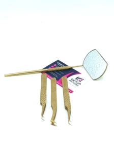 GETUP BROSONS IMPEX Pince à épiler professionnelle en acier inoxydable pour extensions de cils volume russe, nouvelle, 45 degrés, avec poignée diamantée dorée pour plasma - Product Image 3