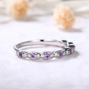 แหวนเพชรอเมทิสต์แท้14kt แหวนเพชรแท้สีทองแท้เครื่องประดับผู้หญิงคุณภาพดี - Product Image 3