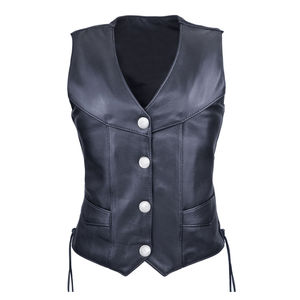 OEM Meilleur gilet de motard classique en cuir de vachette pour femmes Gilet de moto en cuir de qualité supérieure chaud et gilet de gros pour les motards - Product Image 1
