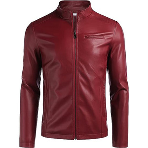Veste en cuir de motard rouge pour hommes au meilleur prix fabriquée au Pakistan en cuir de vache à la mode - Product Image 1