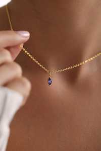 Collier miniature en argent sterling 925 plaqué or 14 carats avec améthyste marquise, collier miniature coloré, cadeau pour elle - Product Image 6
