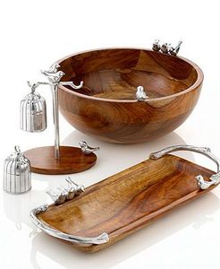 Juego de 2 bandejas de madera de diferentes tamaños con mango de metal, bandeja de madera de calidad creativa para el hogar, bandeja de madera decorativa al mejor precio - Product Image 3