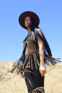 Chaleco Vintage Marrón con Bordado a Mano Srj Cosmic Eye para Mujer, Vestido Casual Sexy de Algodón con Flecos Largos y Lazos Delanteros, Talla XL, ODM, Corte en A - Product Image 3